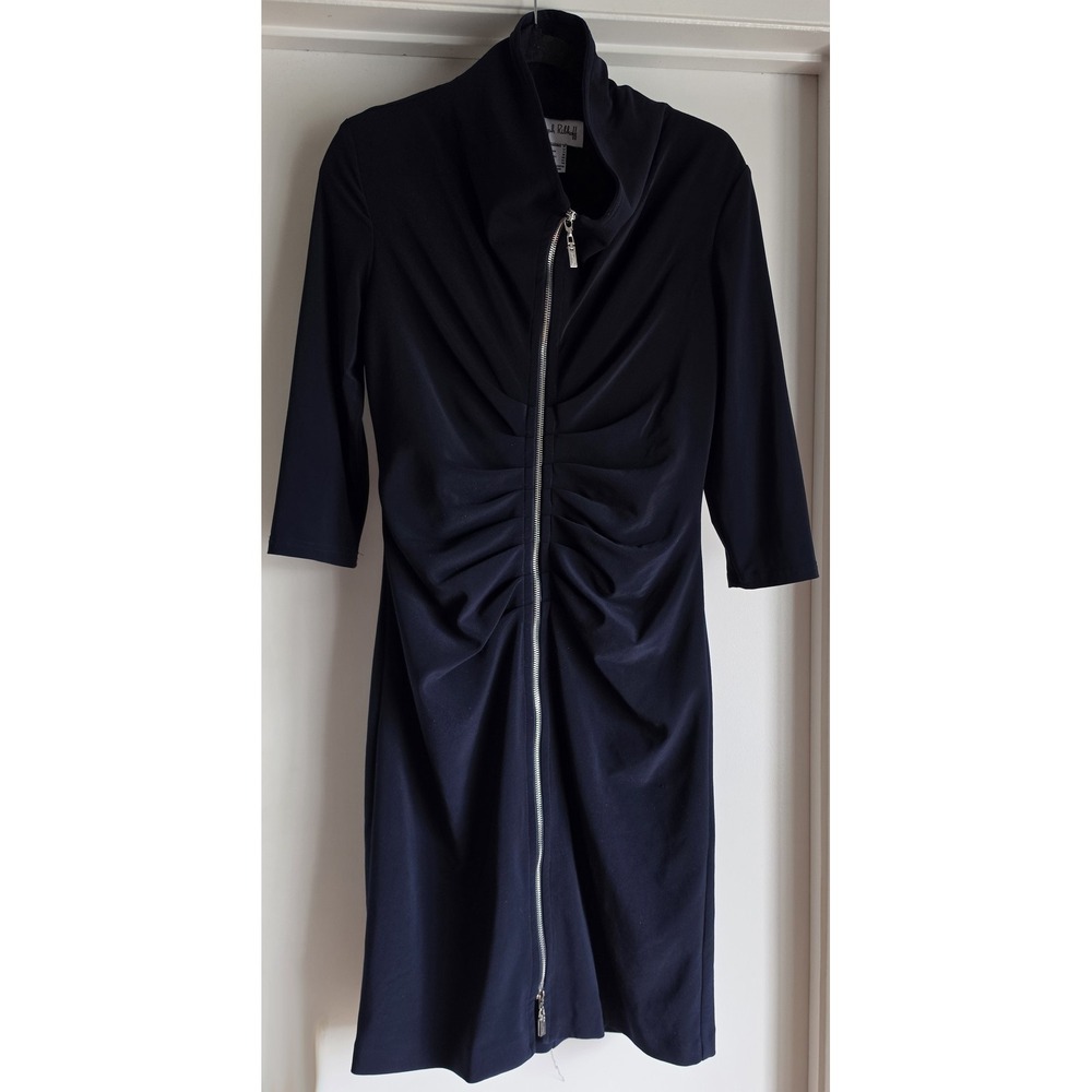 Joseph Ribkoff Dress Size 10 Black 3/4 Sleeve Solid Classic Bodycon